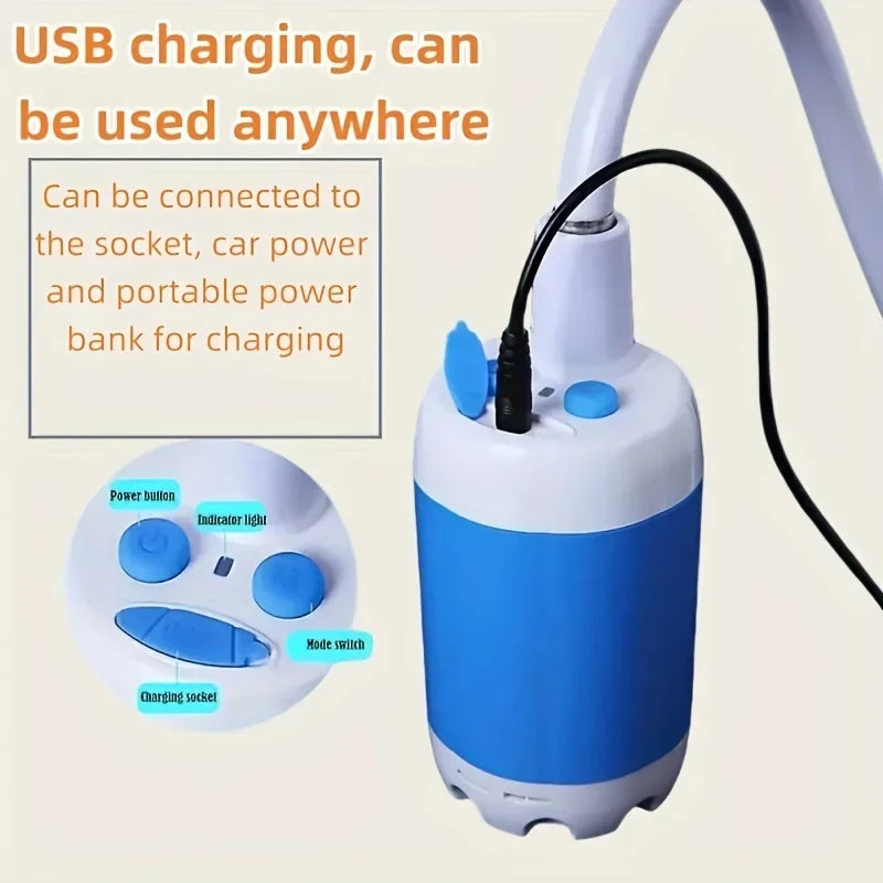 Portable USB Rechargeable  shower head, Multi-Purpose Watering System,Garden Hose Nozzle with US Standard Connector for Outdoor