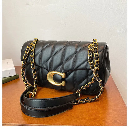 Luxury Fashion Women's Chain Handbag PU Leather Girls Shoulder Messenger Bag Brand lightweight Commuting Bag Tassel Square Bag