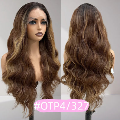X-TRESS Synthetic Lace Front Hair Wigs for Women 32inch Long Loose Wave Black Color 13X6 Lace Frontal Wig with Natural Baby Hair