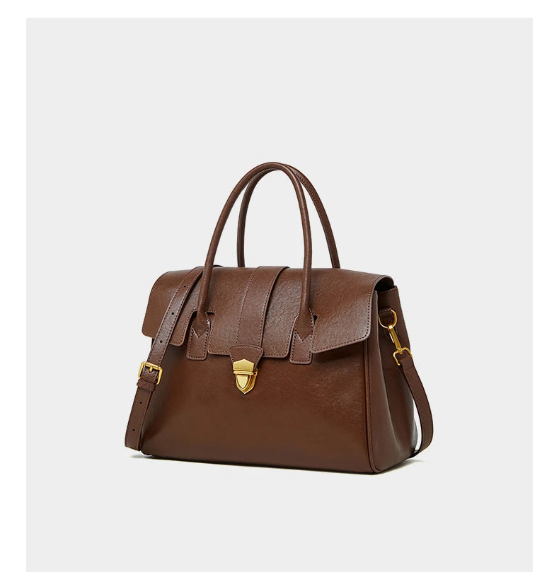 Burminsa Cowhide Genuine Leather Tote Handbags For Women 2025 Luxury Designer Satchel Commuter Ladies Shoulder Crossbody Bags