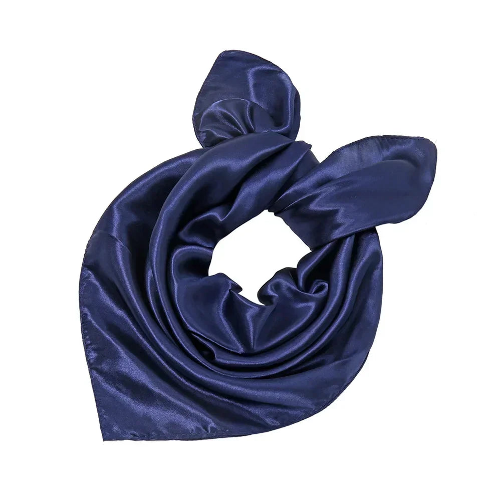 60x60cm Solid Colors Neckerchief Scarf For Women Silk Satin Headband Hair Scarves Female Square Shawls Head Scarfs
