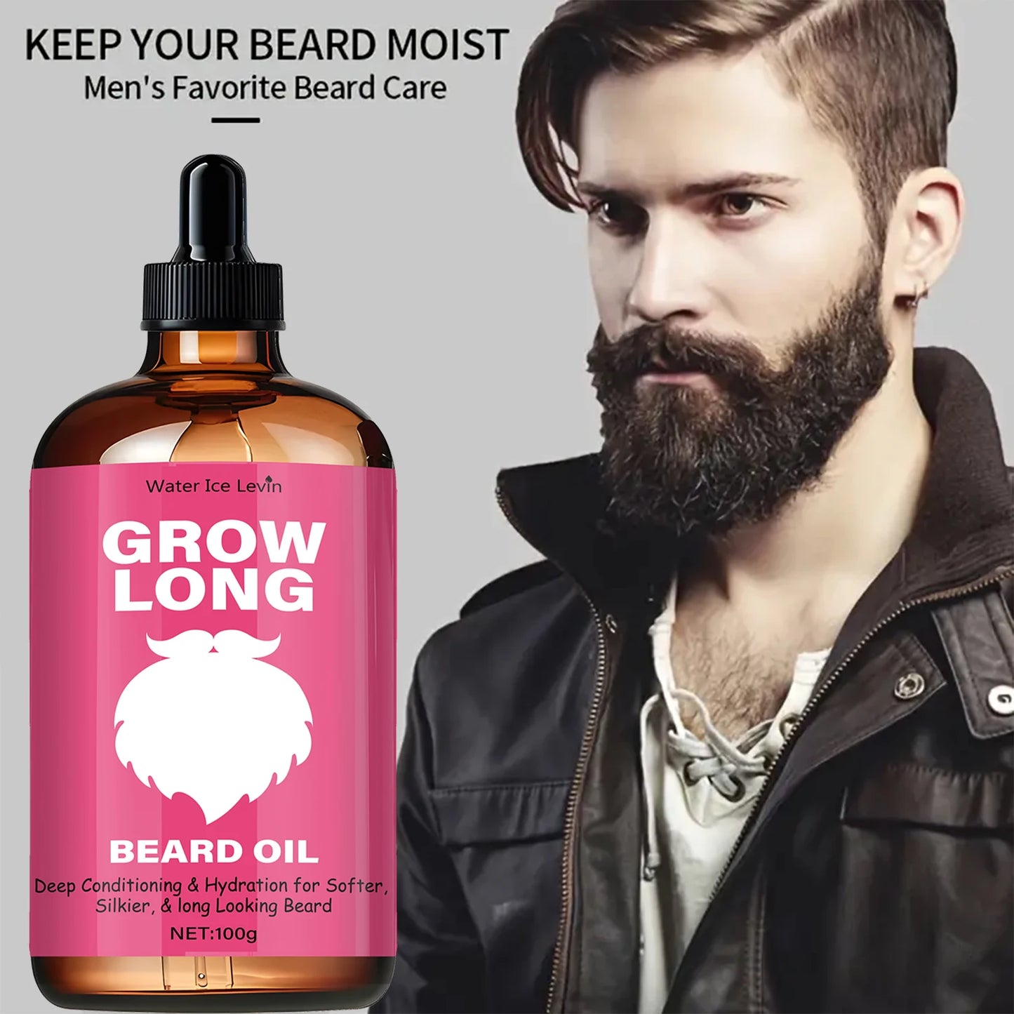 Beard Conditioning Oil 100g, with Keratin & Caffeine, Softens and Styles Beard, Daily Hydration for a Fuller Look, Fast Shipping