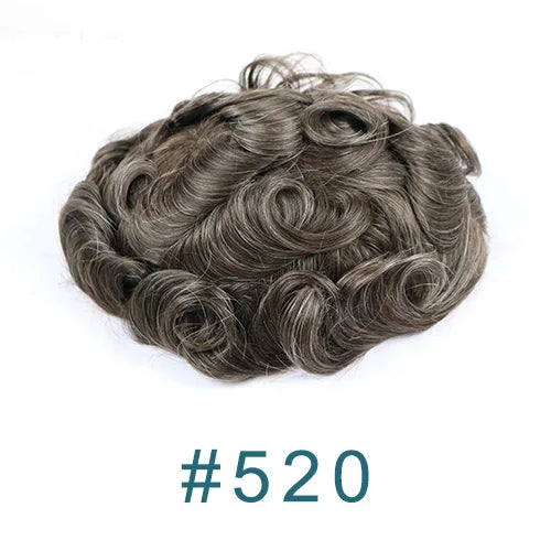 Durable Mens Wig NPU Bond Mono Pu Front Hair Replacement System Breathable Lace Mix Brown Grey 1B80 565# Human Hair Prosthesis