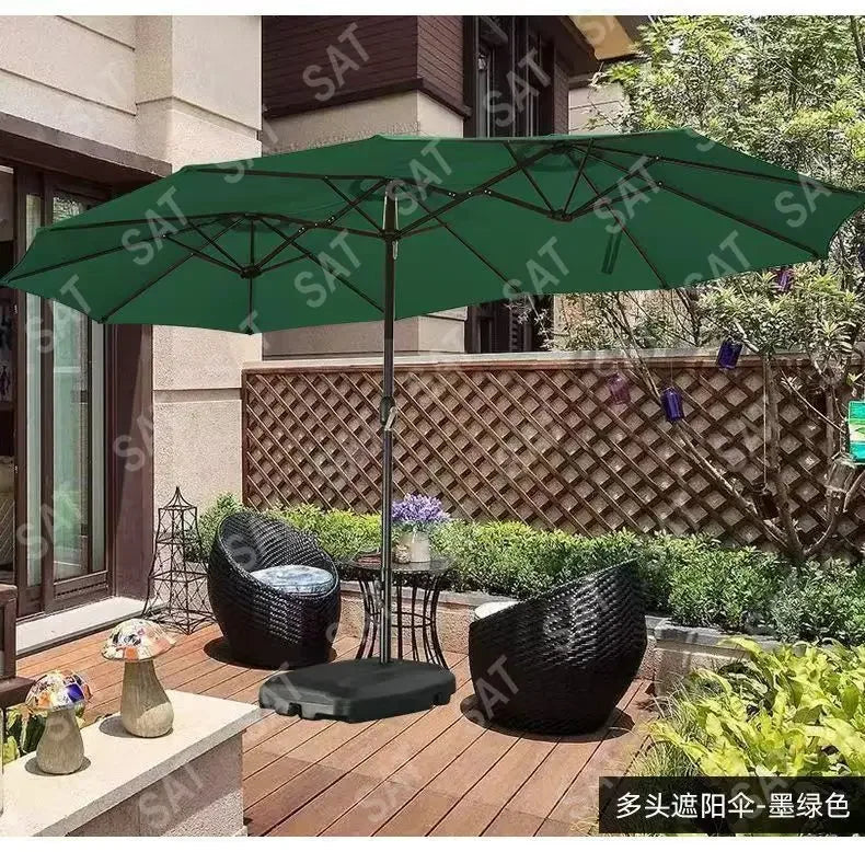 -Three-headed Parasol Outdoor Courtyard Leisure Umbrella With Big Umbrella Set Outside And Big Umbrella Stall Outdoor Garden