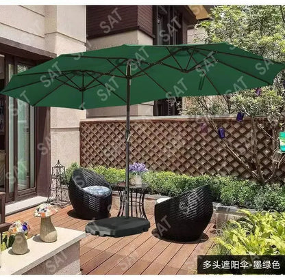 -Three-headed Parasol Outdoor Courtyard Leisure Umbrella With Big Umbrella Set Outside And Big Umbrella Stall Outdoor Garden