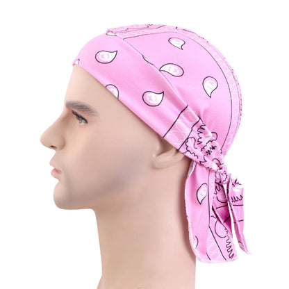 New Paisley Print Hip Hop Turban Cap Elastic Head Wraps Breathable Casual Durags Candy Color Durag Unisex Bandana Pirate Hats