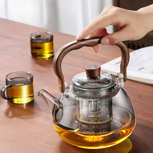 High Borosilicate Glass Teapot Thickened Filter Integrated Steaming and Boiling Teapot High-capacity Home Kung Fu Tea Set