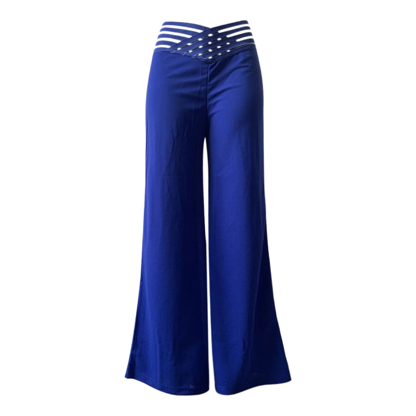 Women Wide Leg Flared Pants New Y2k Casual Crisscross Sheer Mesh Patch High Waist Trousers Elegant Streetwear Work Pants