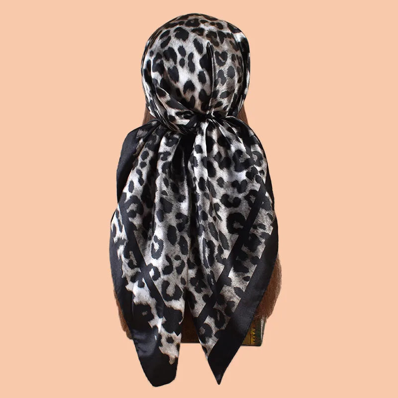 1PCS Women's Sexy Multicolor Leopard Print Woven Scarf Large Fashionable Headscarf for Travel Party Ladies Silk Square Scarf
