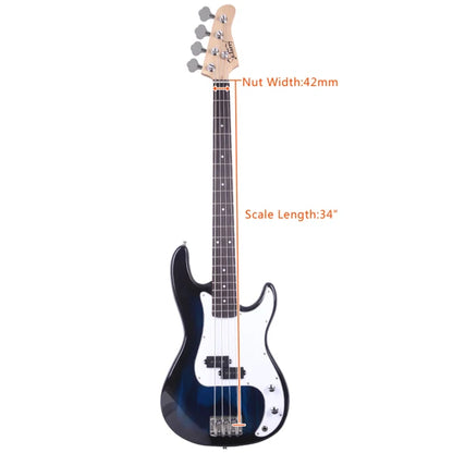 Electric Bass Guitar 4 Strings 20 Frets Electric Bass Set Electric Bass with Belt Cable and Wrench Tool