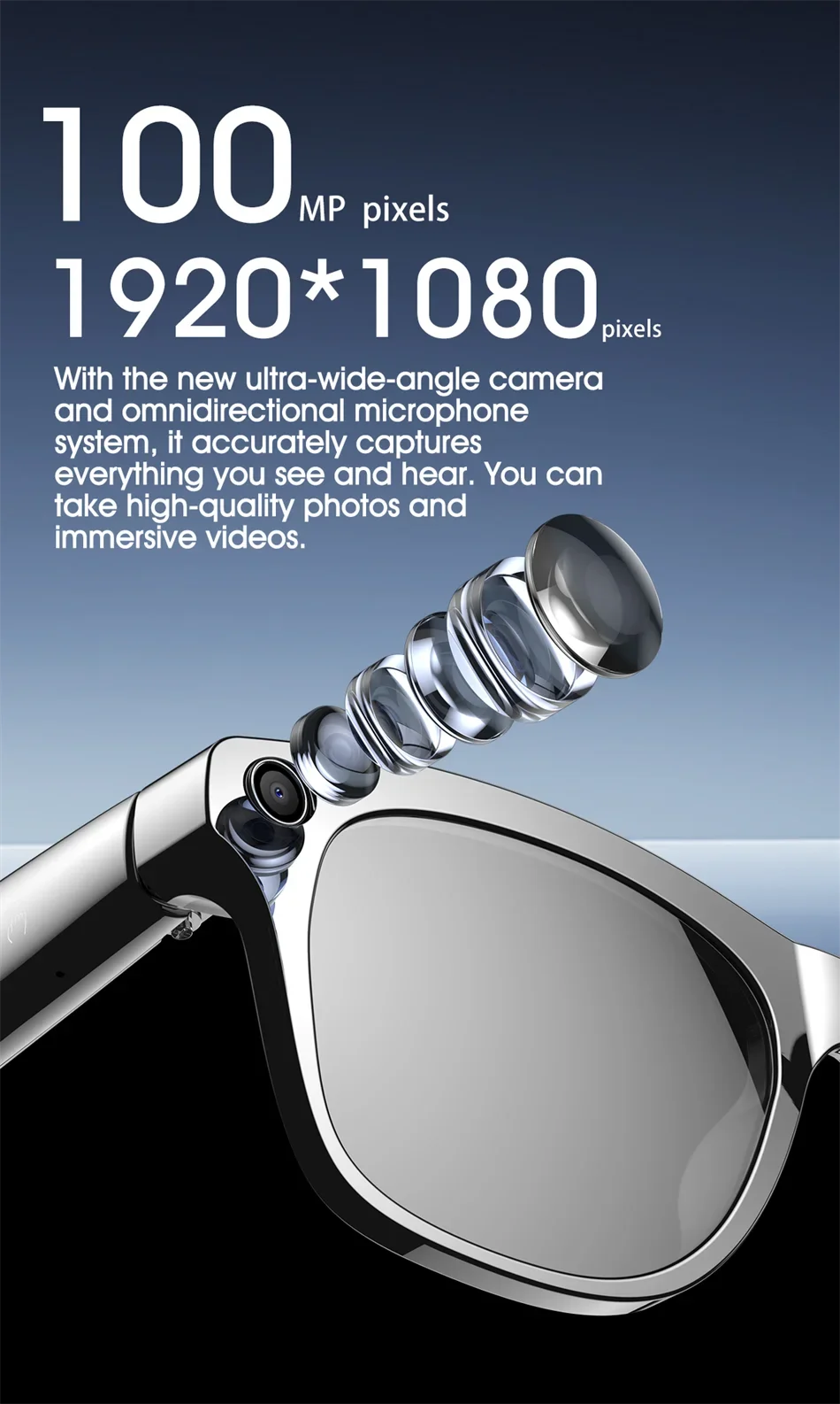 Xiaomi 4K HD AI Smart Glasses Chat GPT 100MP Camera Bluetooth Call 260Mah Battery Voice Assistant  Control Smart Glasses 2025