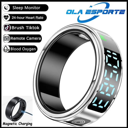 Display Screen Smart Ring Bluetooth Connection Heart Rate Sleep Monitoring Multi-function Ring Multiple Sports Modes Waterproof