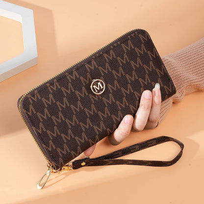 Women's Wallet Single Zipper Floral Letter Print Fashionable Coin Purse Compact Money Holder