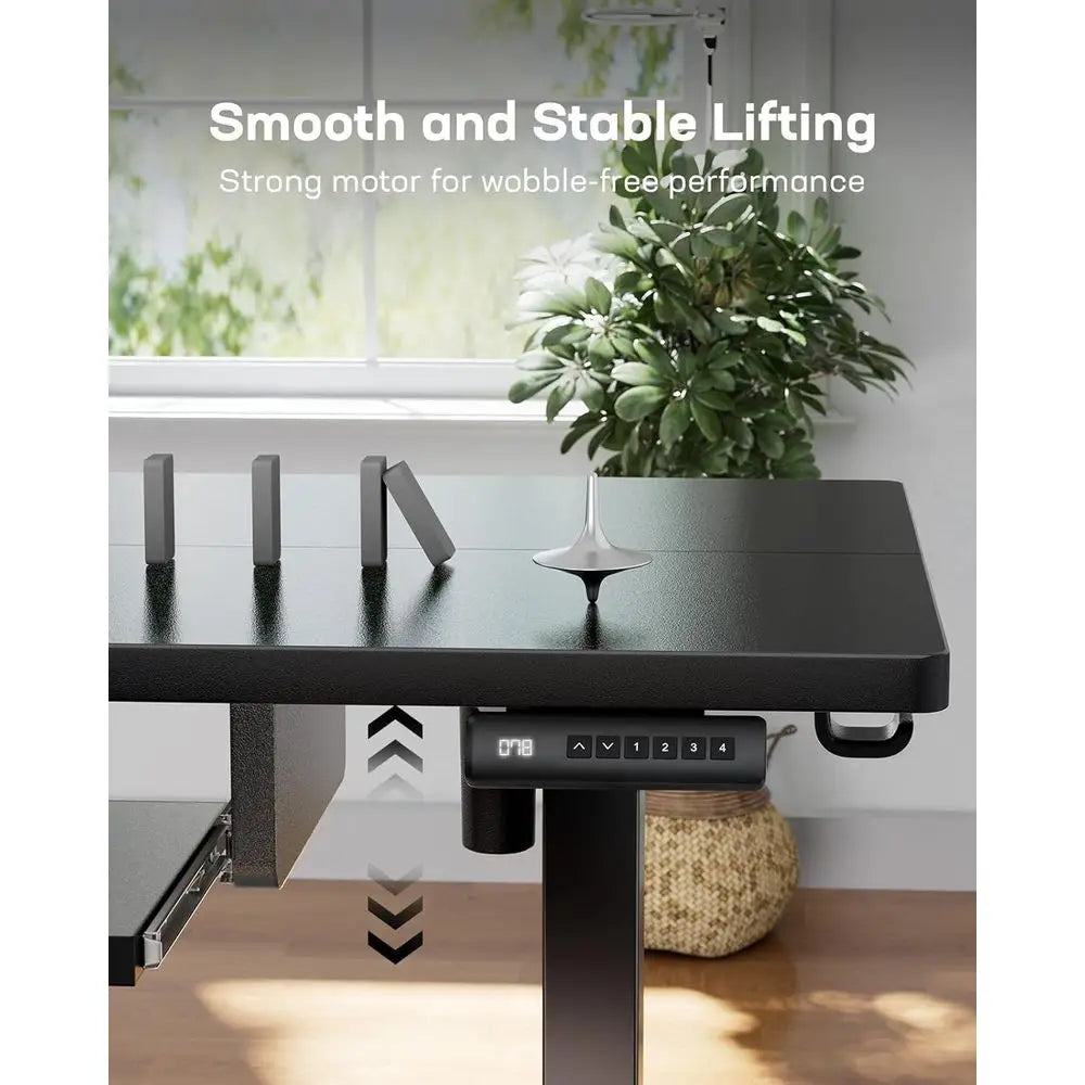 Ergonomic Standing Desk with Adjustable Keyboard Tray, 27.5-46.7 Height Range, 4 Memory Presets, Quiet Lifting, 48x24 Work Surfa
