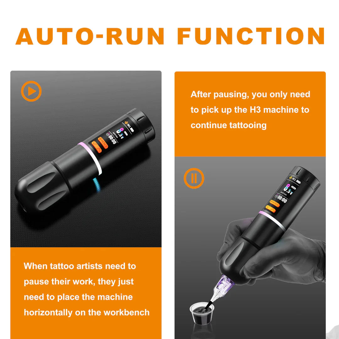 PEPAX Leve H3 Wireless Tattoo Pen Machine 3.5/4.2/5.0mm Strokes Tattoo Gun 2000mAh 2 Batteries LED Display Cartridge Tattoo Pen