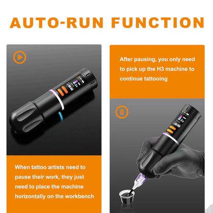 PEPAX Leve H3 Wireless Tattoo Pen Machine 3.5/4.2/5.0mm Strokes Tattoo Gun 2000mAh 2 Batteries LED Display Cartridge Tattoo Pen