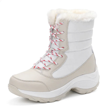 Snow Boots Woman Solid Shoes Woman Lace-Up Ladies Shoes Soft Ankle Boots Warm Lightweight Winter Ladies Boots Botas Mujer