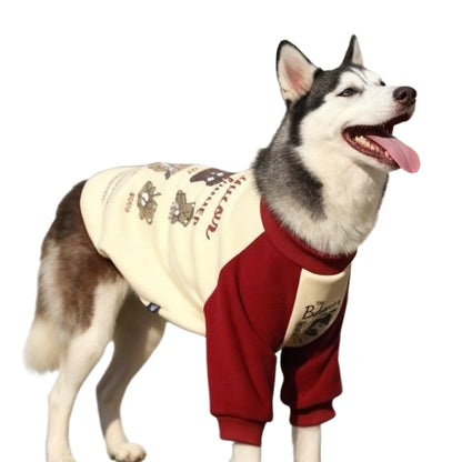 Large Dog Hoodies Autumn Winter Sweatshirt Pet Clothes for Medium Large Dogs Cartoon Pattern Pullover Coat Husky Pitbull Apparel