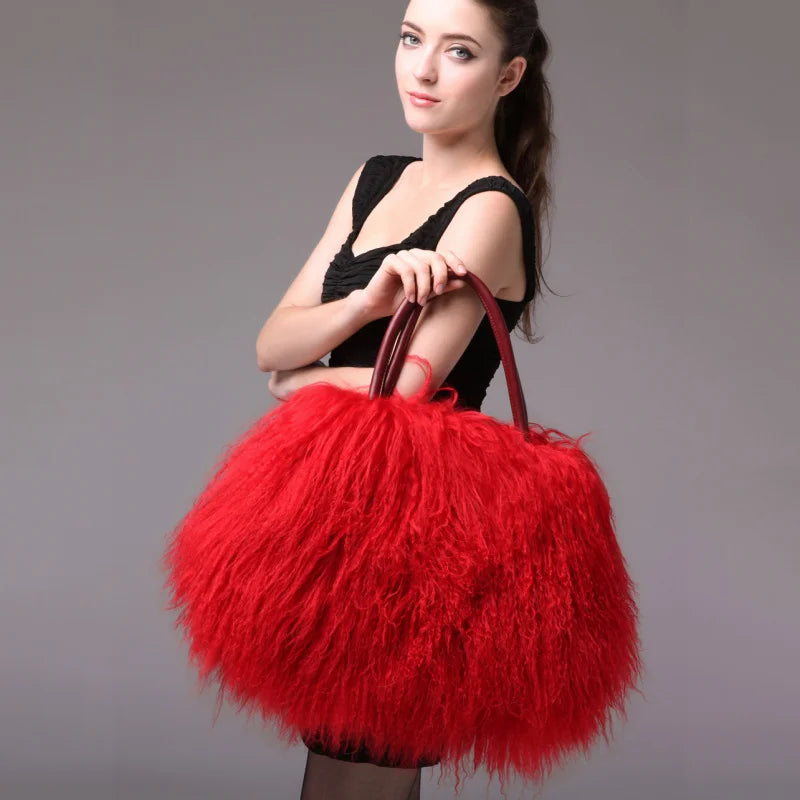 Wool Bag Cute And Versatile Winter Handbag Wool Large Capacity Woman Bags Relaxed Texture Furry Women Fashion Tote Shoulder Bag