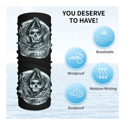 Custom 1 Percenter Essential Sons Bandana Neck Gaiter for Ski Camping Men Women Wrap Scarf TV Show Anarchy Headband Warmer
