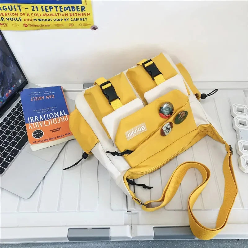Harajuku Men Nylon Crossbody Bags for Women Messenger Bag Girls School Book Bags Youth Canvas Handbags Shoulder Bag Sac Bolsas