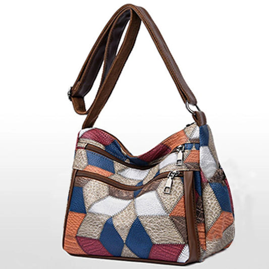 Women's multi-layer fashion commuter soft leather crossbody bag with shoulder strap