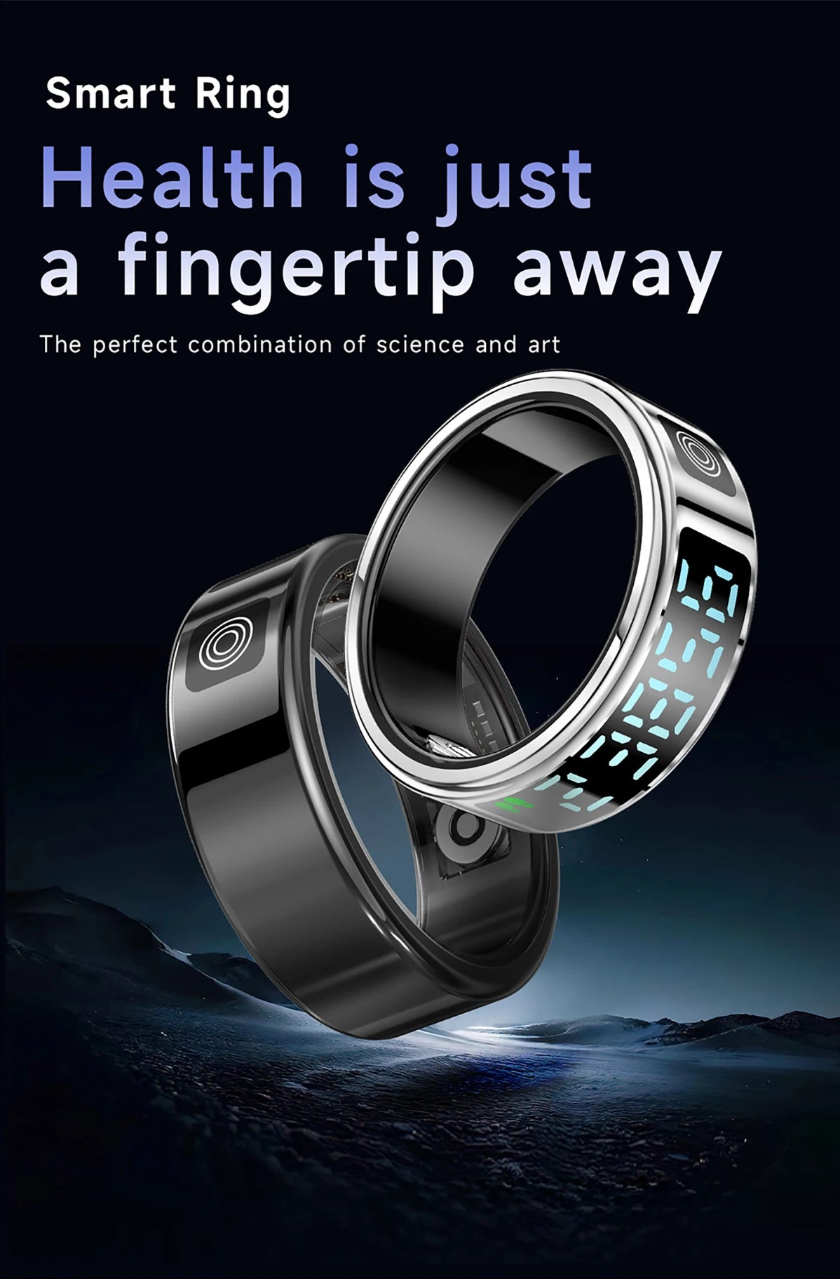2026 New Smart Ring Display Screen Gestures Brush Video 5ATM Waterproof  Remote Camera Blood Pressure Monitoring For Men Women