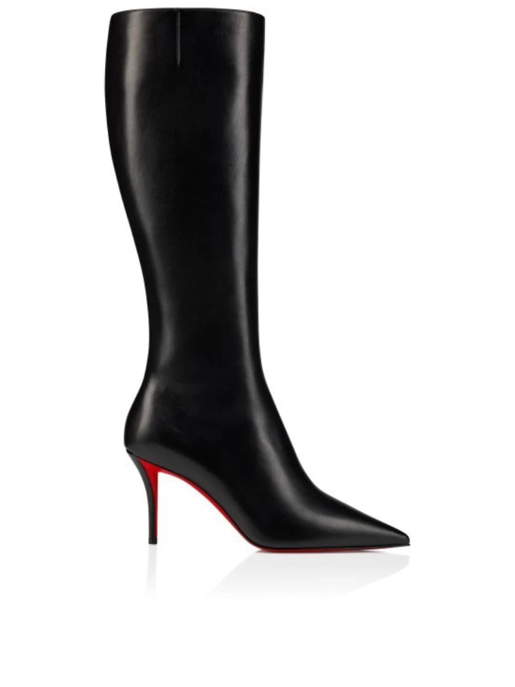 European andAmerican sexy suede leopardprint pointed stagewalking shoes,women's fashion slim high heels,side zipper banquetboots