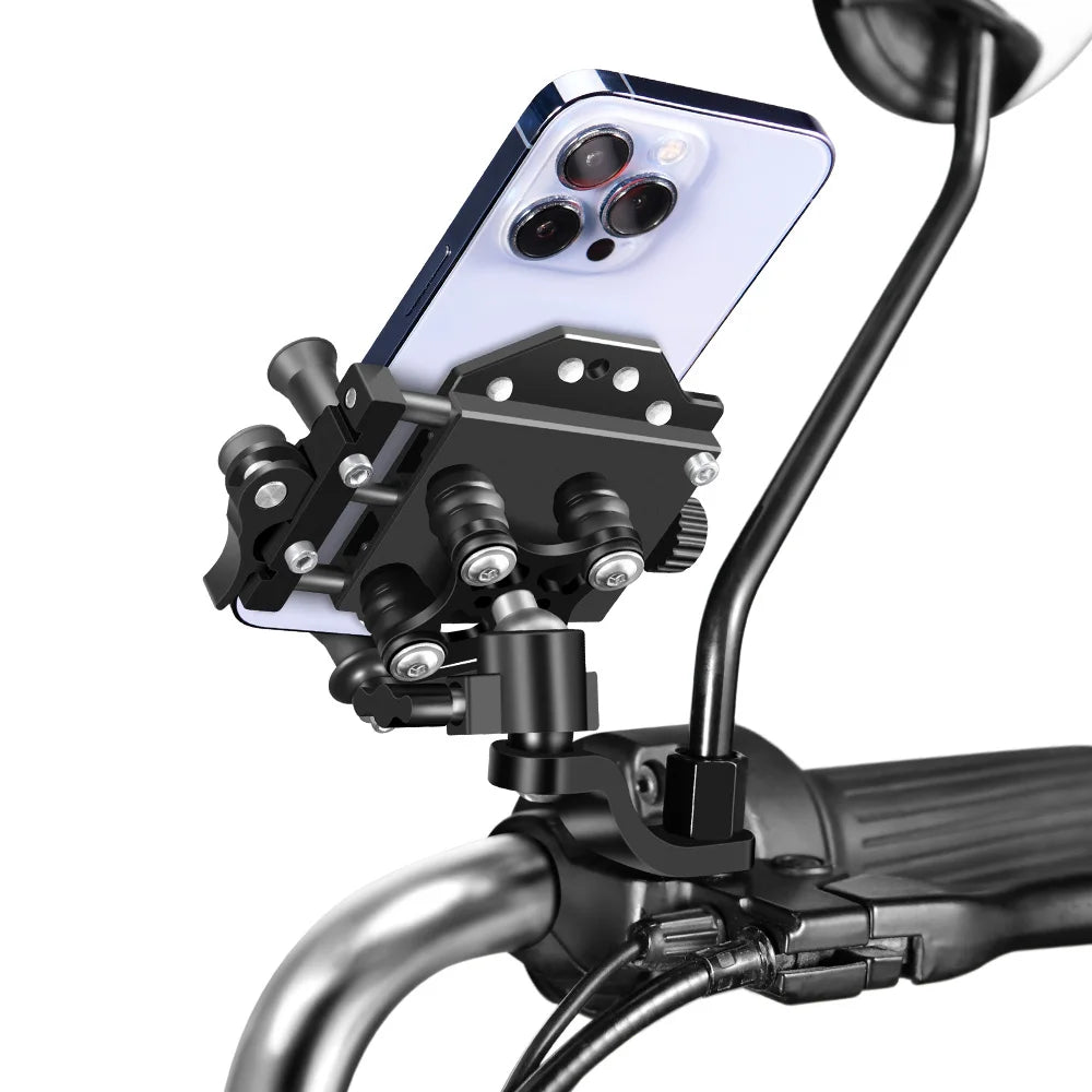 New Motorcycle Phone Holder Universal Alloy Shock-Absorbing Motos Bike Handlebar Navigation Bracket 360° Rotary Adjustable Stand