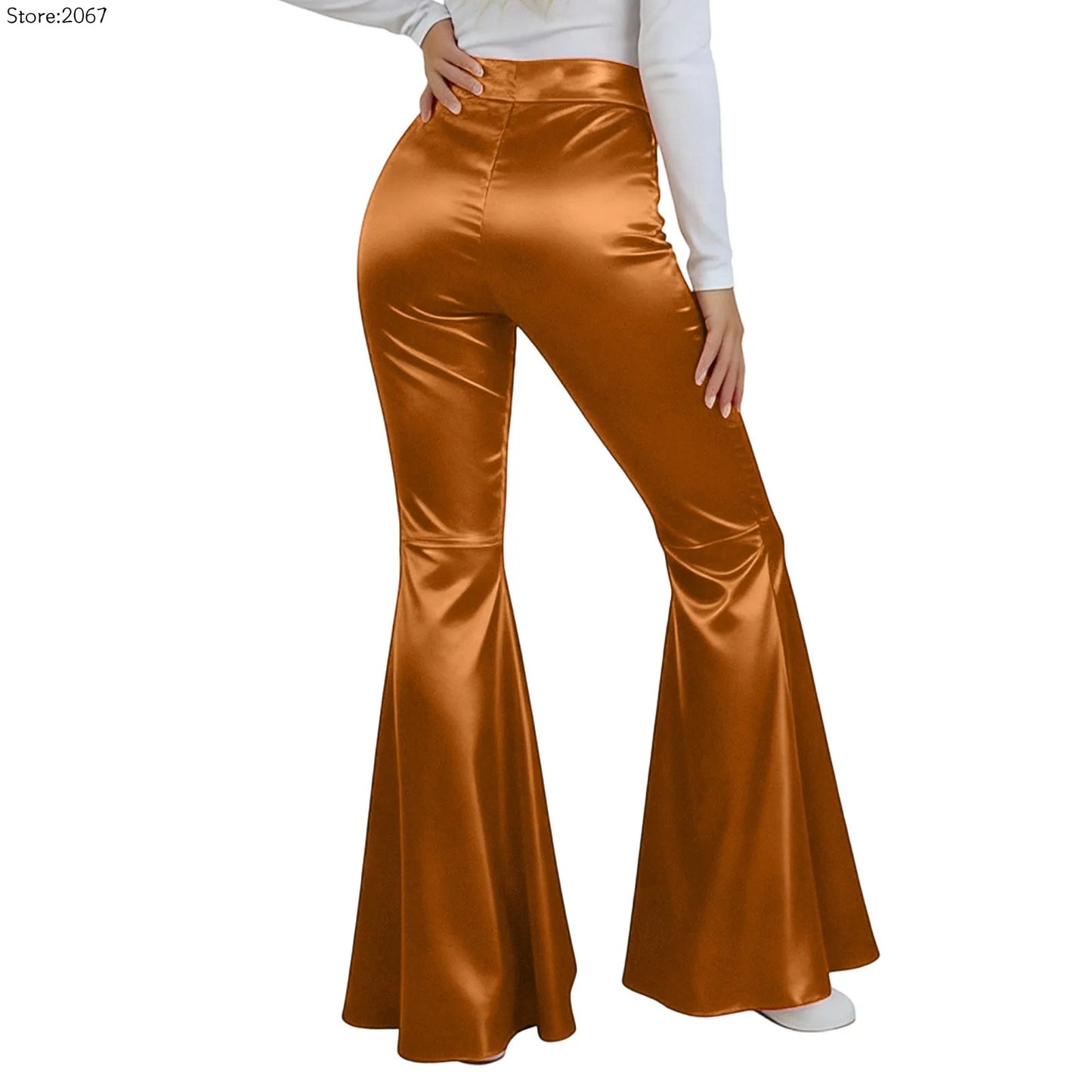 Sequin Women Flared Pants High Waist Shiny Disco Party Trousers Loose Fit Dance Club Stretchy Bell Bottom Wide Leg Trousers New