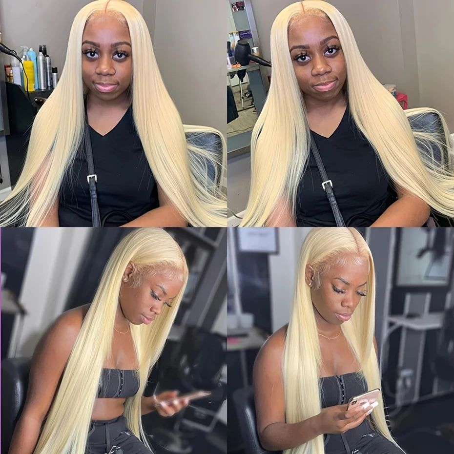 26 Inch 613 Lace Front Wig Human Hair 13X4 Blonde Straight HD Transparent Lace Frontal Wigs Human Hair Pre Plucked with Baby Hair 180% Density Blonde Glueless Wigs Human Hair