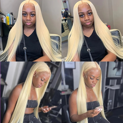26 Inch 613 Lace Front Wig Human Hair 13X4 Blonde Straight HD Transparent Lace Frontal Wigs Human Hair Pre Plucked with Baby Hair 180% Density Blonde Glueless Wigs Human Hair