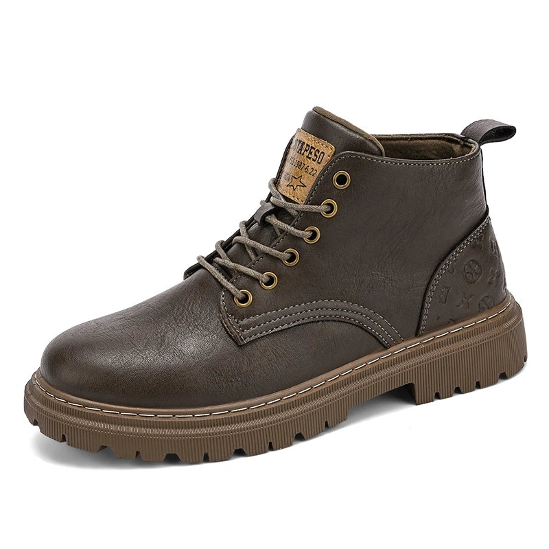 2024 New Men's Shoes High-top Leather Boots Men's Casual Fashion  Boots Retro All-match Work Shoes Fashion Desert Boots
