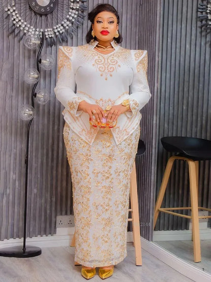 Party Evening Dresses Elegant Women Luxury Bodycon Maxi Dress Long Sleeve Robes Africa Clothes Birthday Wedding Prom Ladies Gown