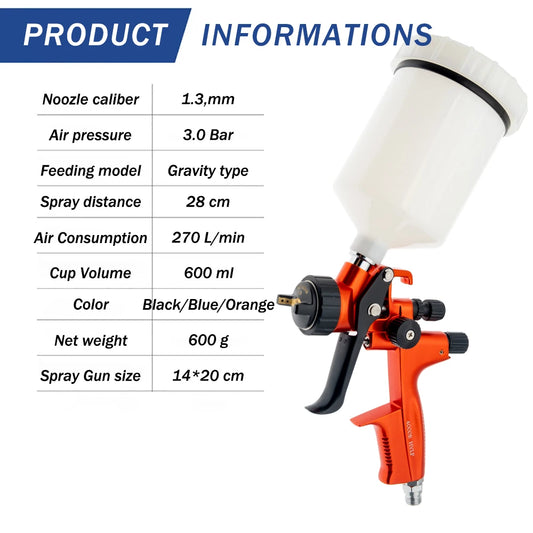 High Quality 4000B HVLP Spray Gun 1.3mm Stainless Steel Nozzle Atomization Professional Sprayer Paint Airbrush For Car Painting