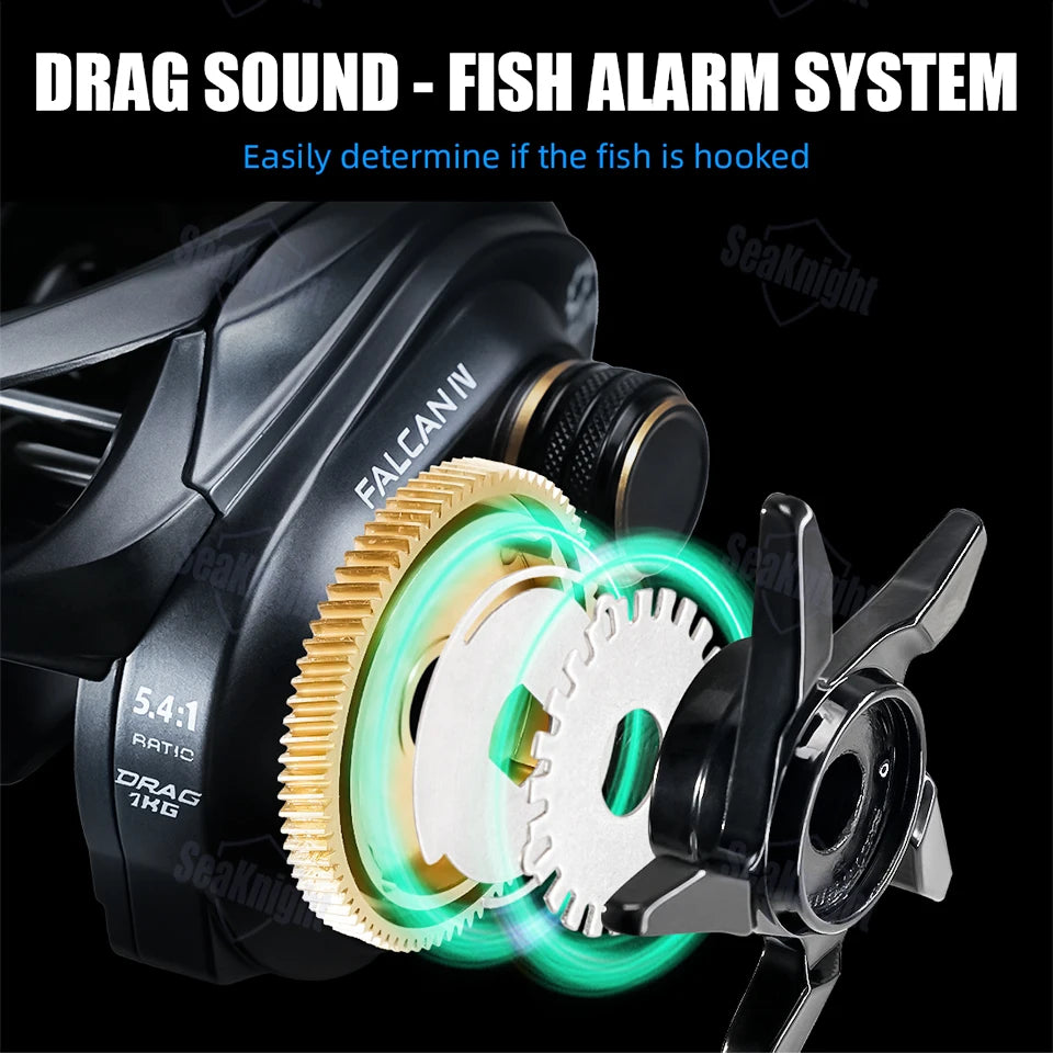 SeaKnight Brand FALCAN IV 5.4:1 185g Lightweight Baitcasting Fishing Reels Carbon Fiber Drag Brass Gear Power Fishing Reel