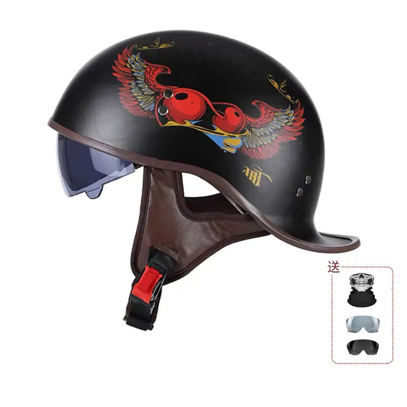 China 3C certification new motorcycle helmet retro personality cock helmet for men and women lightweight breathable half helmet.