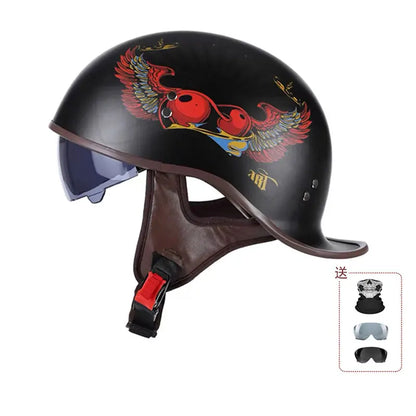 China 3C certification new motorcycle helmet retro personality cock helmet for men and women lightweight breathable half helmet.