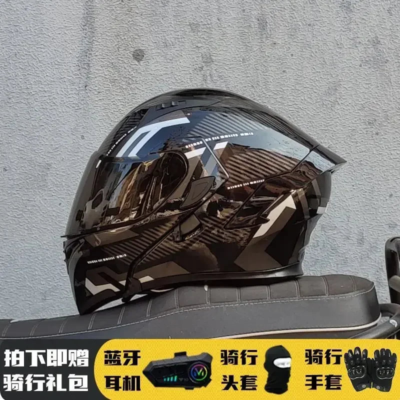 Motorcycle Helmet Full Face Racing Motorbike Helmet with Double Sun Visor Women Man Flip Up Moto Helmets Capacete De Moto