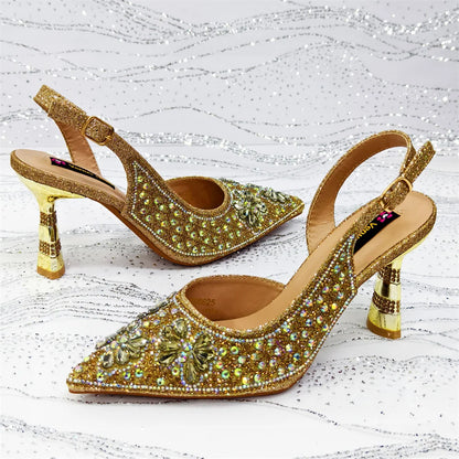 Festive Elegance: Spot Goods Dazzling Heels and Chic Long Bag Clutch Perfect Combination Of Shoes And Bag for Special Occasions