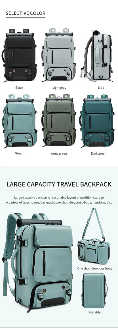 Large Travel Backpack Boardable Backpack USB Charging Waterproof Outdoor Travel Backpack Independent Shoe Compartment