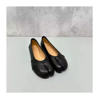 Fashion Hot PU Leather Tabi Shoes Women Handmade Women Flats High Quality Shoes Luxury Design Split-Toe Mules Shoes