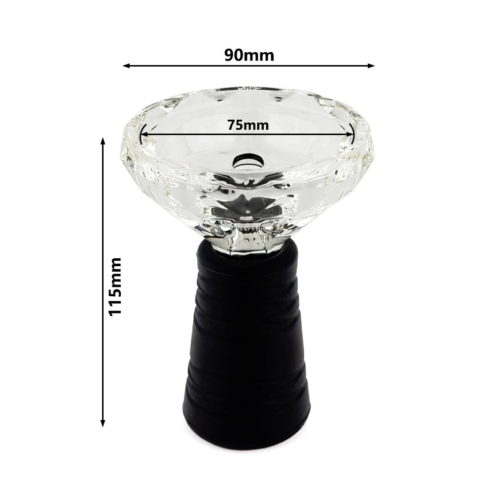 Premium  Crystal Glass Hookah Bowl with Anti-Slip Silicone Base - Heat-resistant Clear Chicha Narguile Shisha Tobacco Holder