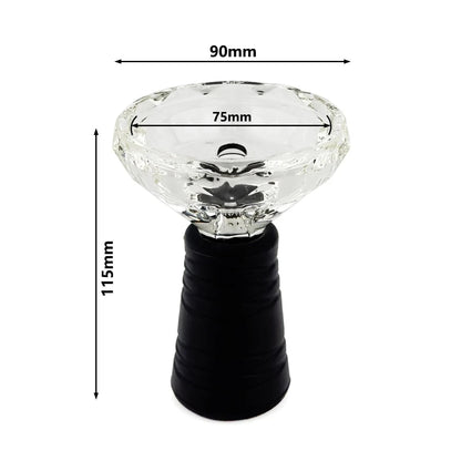 Premium  Crystal Glass Hookah Bowl with Anti-Slip Silicone Base - Heat-resistant Clear Chicha Narguile Shisha Tobacco Holder