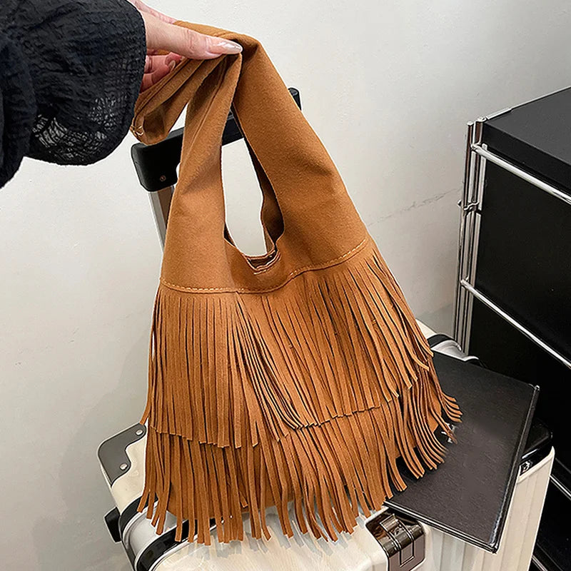 Suede Tassel High Quality Faux Shoulder Bags Fashion Large Capacity Sense of Luxury Popularity Women's Tote Bags Casual New