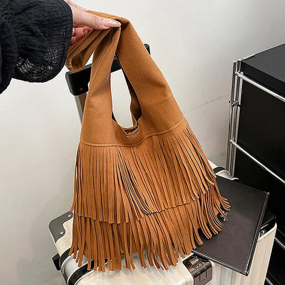 Suede Tassel High Quality Faux Shoulder Bags Fashion Large Capacity Sense of Luxury Popularity Women's Tote Bags Casual New