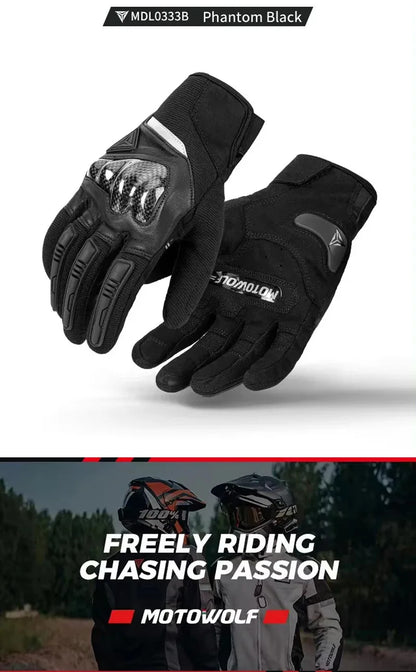 MOTOWOLF Motorcyclist Man Racing Sports Gloves Accessories Windproof Resistant All-Weather Motorcycle Gear Luvas for Men/Women