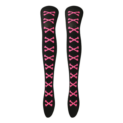 Womens Bone Thigh High Stockings Ladies Halloween Girls Black White Pink Long Over Above Knee Socks Tall Funny Cosplay Harajuku