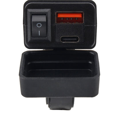 PD QC3.0 Motorcycle USB Fast Charger 12V Power Supply Adapter 60W Handlebar USB Type C Socket with Switch Voltmeter Waterproof