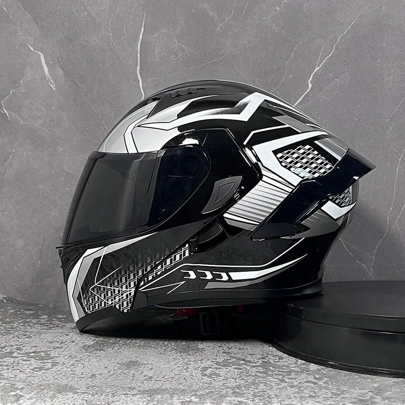 Full Face Motorcycle Helmet for Men and Women - Dual Lens Anti-Fog All Season Riding